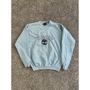 Vintage Timberland Weathergear Crewneck Sweatshirt Sz S Blue Hip Hop 90s Y2K